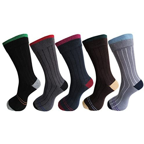 Rc. Royal Class Men's Cotton Calf Length Ribbed Formal Socks (Multicolour, Free Size)(Pack Of 5)