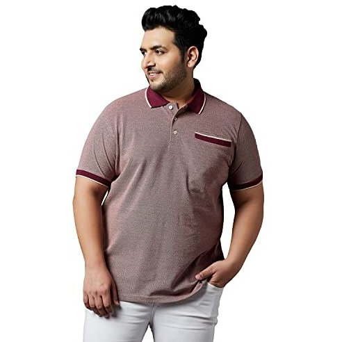 Bigbanana Plus Size Men's Regular Fit Solid Polo Tshirt (Melva,Maroon,6Xl)