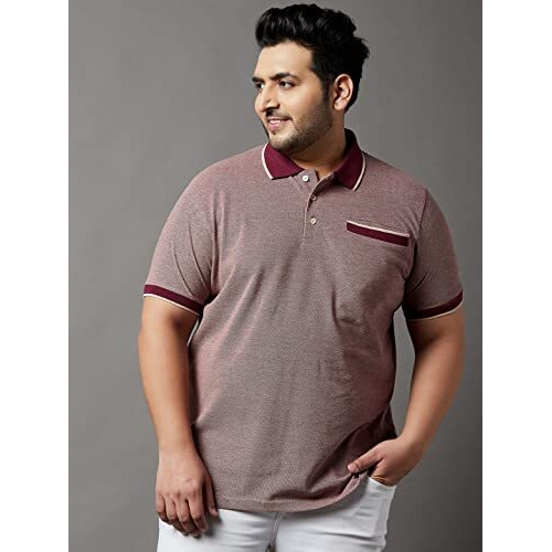 Bigbanana Plus Size Men's Regular Fit Solid Polo Tshirt (Melva,Maroon,6Xl)