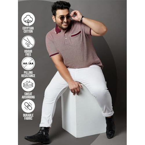 Bigbanana Plus Size Men's Regular Fit Solid Polo Tshirt (Melva,Maroon,6Xl)