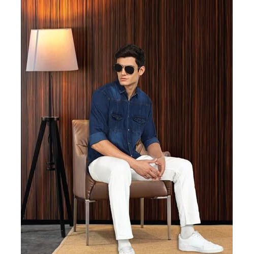 Kuons Avenue Men's Ink Blue Denim Casual Shirt Shirt For Men (Kaclfs1516M_Ink Blue_Medium)