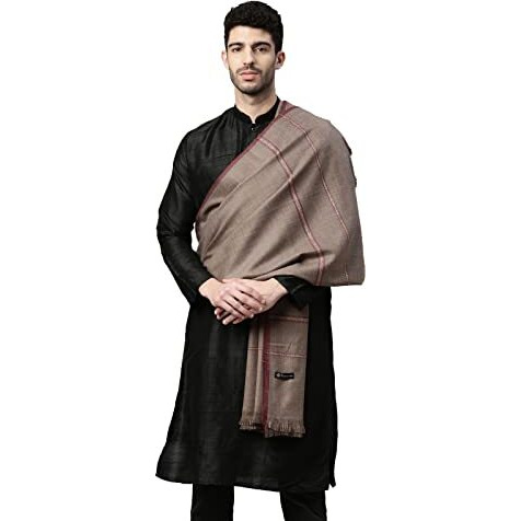 Pashmoda Men Farhat Woven Design Shawl (Size 123X266 Cms, Black Color)