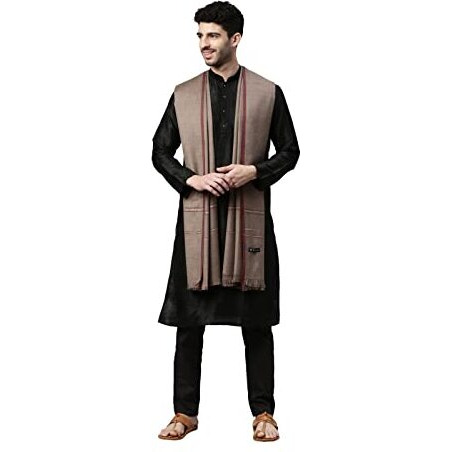 Pashmoda Men Farhat Woven Design Shawl (Size 123X266 Cms, Black Color)