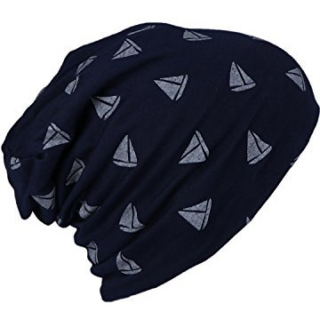 Isweven Men's Beanies Cotton Slouchy Skull Summer Blended Free Size Blue Beanie Cap For Men Women Boys (7006-Grey Triangle)