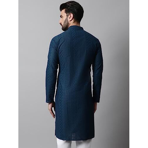 Jompers Men's Embroiderd Kurtas (Teal, Xxl)
