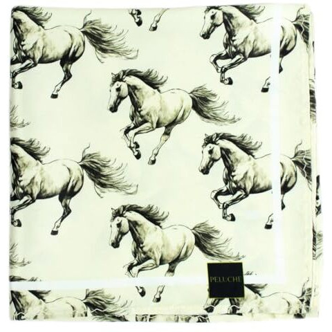 Peluche Gallopgrace Cream Pocket Square For Men (14X14 Inches)