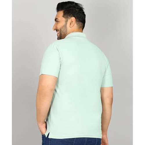 Inkkr Plus Size Men's Solid Polo Neck Half Sleeve Light Green T-Shirts (Size-4Xl)