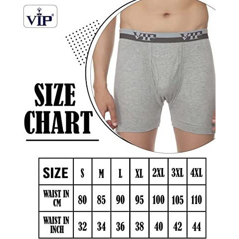 Vip Ultra Men's Highly Absorbable 100% Cotton Long Underwear - Pack Of 3 (95 Cm, Assorted)