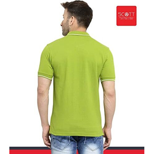 Scott International Polo T-Shirts For Men - Collar Neck, Half Sleeves, Cotton, Regular Fit Stylish Branded Solid Plain Tshirt For Men- Ultra Soft, Comfortable, Lightweight Polo T-Shirt