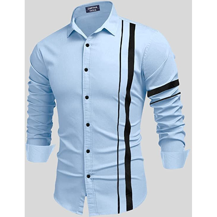 Bellstone Men's Solid Regular Fit Shirt (B-8200_Sky Blue