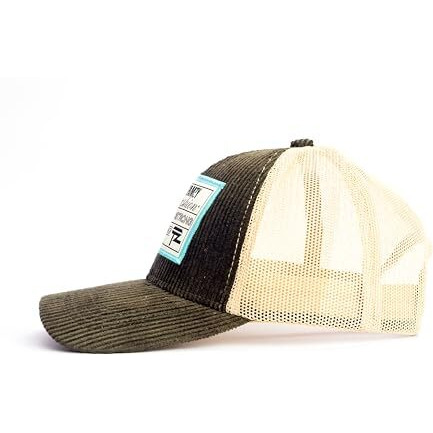 Tamzy Unisex 100% Corduroy & Mesh Adjustable 6 Panel Trucker Caps | Solcap For Men & Women | Snapback Caps For Boys & Girls | Woven Patch & Flat Embroidery Cap | Sun Protection Cap (Green + Beige)