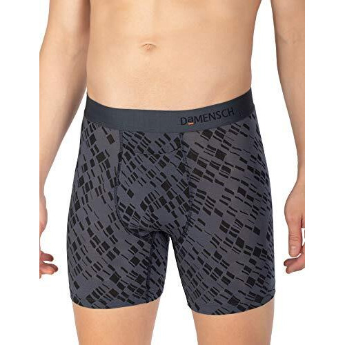 Damensch Men's Regular Fit Supima Printed Cotton Boxer Brief Pack Of 2 | Boxers For Men, Underwear For Men, Underwear For Men Combo,V Shape Underwear For Men-Dashed Silver,Hybrid Grey-M
