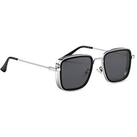 Roshfort Black Square Metal Body Kabir Singh Sunglass For Unisex (E-4, Silver-Black)