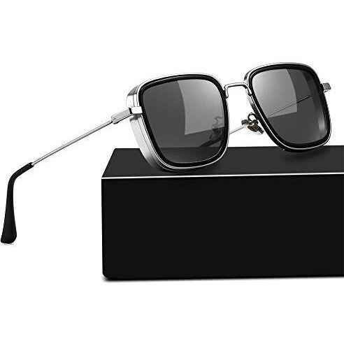 Roshfort Black Square Metal Body Kabir Singh Sunglass For Unisex (E-4, Silver-Black)