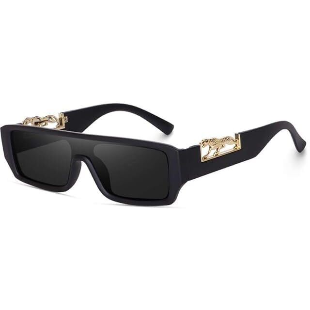Black Jones Jaguar Retro Small Rectangle Non-Polarized Sunglasses Men And Women Vintage Square Men Glasses Trendysun Glasses Uv400 (Medium)