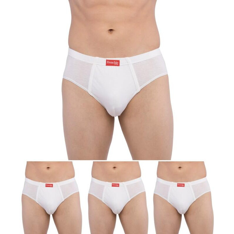 Frenchie Plus White 100% Cotton Briefs For Men | Combo Pack White Underwear For Men