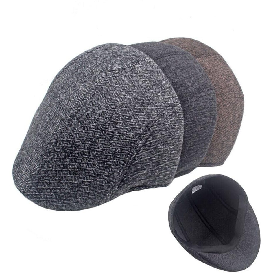 Clothera Cotton Golf/Flat Caps For Men (Pack Of 2) (Black & Grey), Free Size