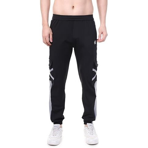 Blue Star Shark Men's Premium Lycra Stretchable Cargo Joggers | Cargo Track Pant For Men | Sports Track Pant For Men | Joggers For Men | Men Stylish Track Pant (In, Alpha, L, Regular, Black)