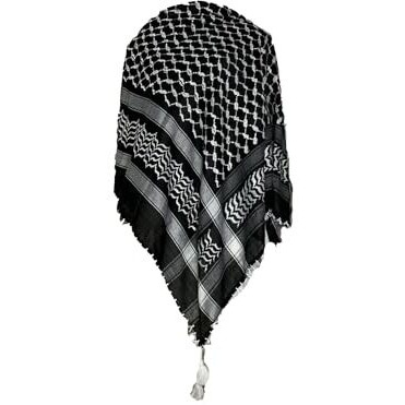 Skhoza Men's Premium Cotton Desert Scarf Shemagh Arab Keffiyeh (Black/White)