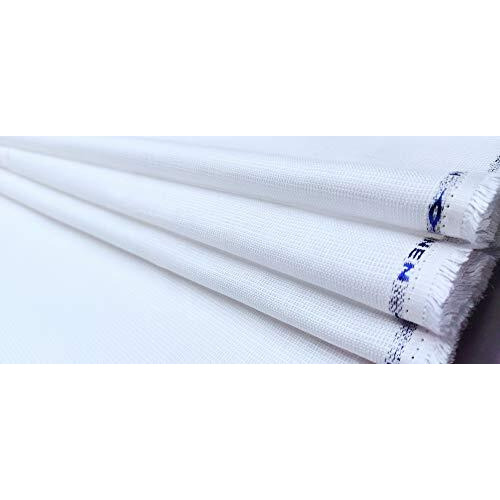 Subhdin Premium Unstitched Shirt Fabric For Men 2.25M Shirt Piece Cloth Pure Cotton Linen Blend Material (Pearl White, Free Size)