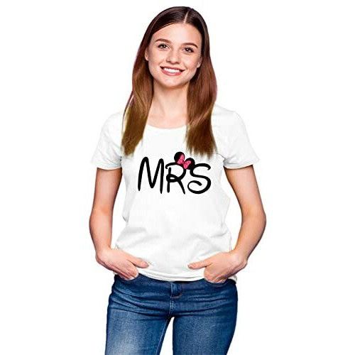 Hangout Hub Unisex Cotton Hh8 Round Neck Regular Fit T-Shirt Mr Mrs (WhiteL (40), M (36) ) Pack Of 2 Couple T-Shirts