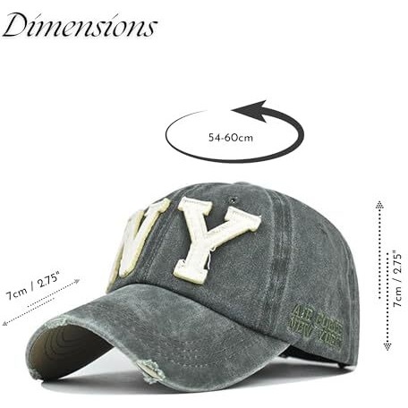 Aavjo Unisex Denim Cotton Vintage Embroidered Adjustable Baseball Cap (Ny - Green)