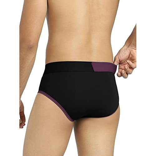 Xyxx Men's Micro Modal Briefs - Dualist Underwear For Men (M Grape Wine & Black)