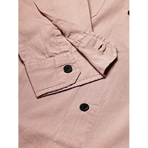 Dennis Lingo Men's Cotton Full Sleeves Solid Slim Fit Cotton Casual Shirt (Peach, M)