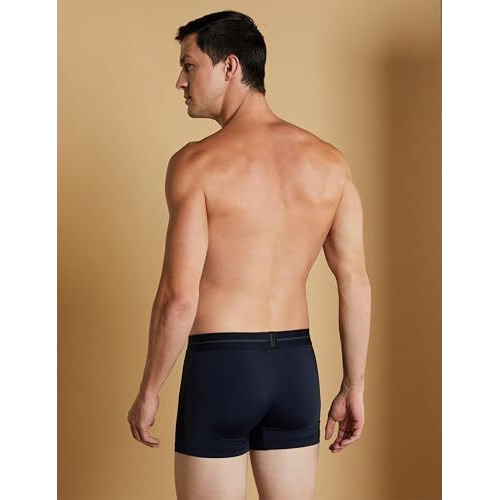 Symbol Premium Men's Microfiber Blend Ultra-Soft Stretch Trunks | Underwear (Also Available In Combo Packs) (Black & Navy_Xl)