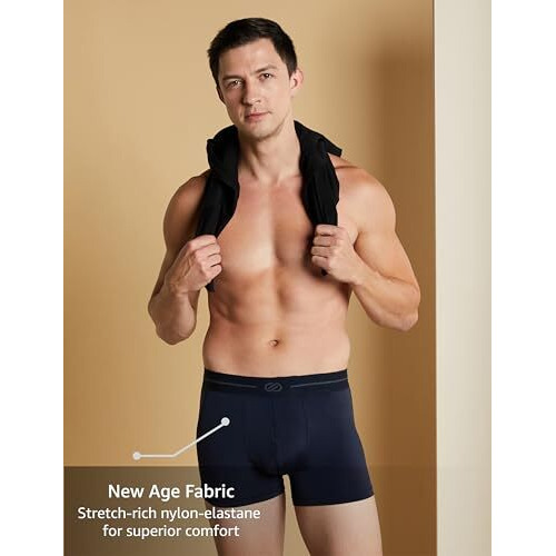Symbol Premium Men's Microfiber Blend Ultra-Soft Stretch Trunks | Underwear (Also Available In Combo Packs) (Black & Navy_Xl)