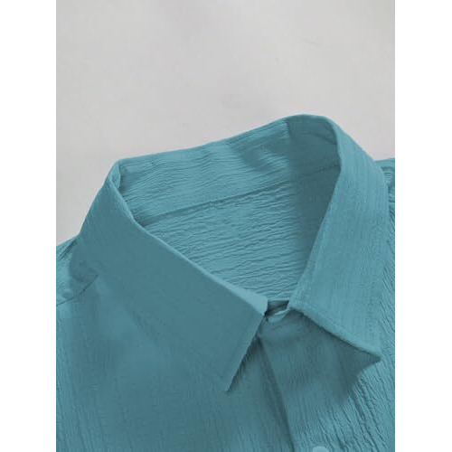 Tagdo Men's 2-Piece Black Summer Outfit - Short-Sleeve Shirt And Matching Shorts - Casual Beachwear Set (Men-Coord-2034-Aqua-M)