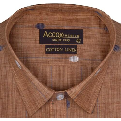 Accox Men's Breathable Cotton Linen Long Sleeves Regular Fit Printed Formal Shirt For Men (O_Gcr349_42) Multicolour