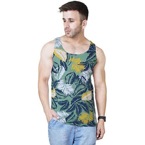 Veirdo Men's Sleeveless Round Neck Cotton T-Shirt - Multicolor (Po2)