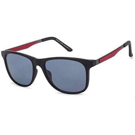 Vincent Chase Eyewear By Lenskart | Full Rim Wayfarer Branded Latest And Stylish Sunglasses | Polarized And 100% Uv Protected | Men & Women | Large | Vc S11113 (Color-Black/Lens Blue)-Pack Of 1