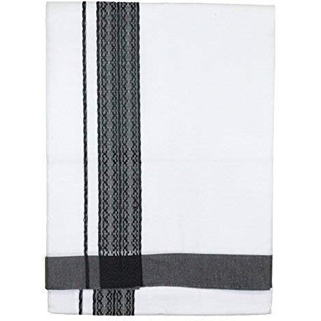 Prakasam Cotton Men Double Dhoti (1.30 X 4.00 Meter) With Fancy Border - Pack Of 7 Dhoties