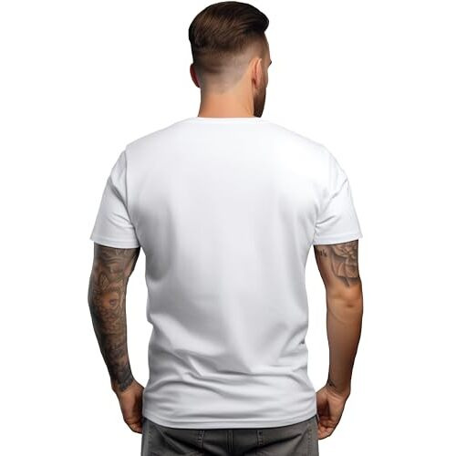 Peppyzone Men's Regular Fit Number Printed Designer T Shirts For Men (5Xl, White)