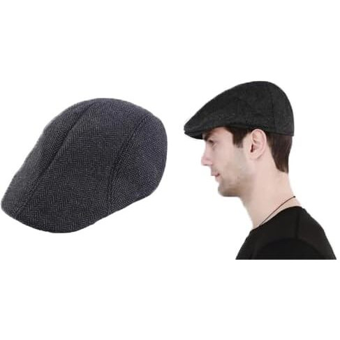 Clothera Cotton Men's Casual Golf/Flat Caps (Black)