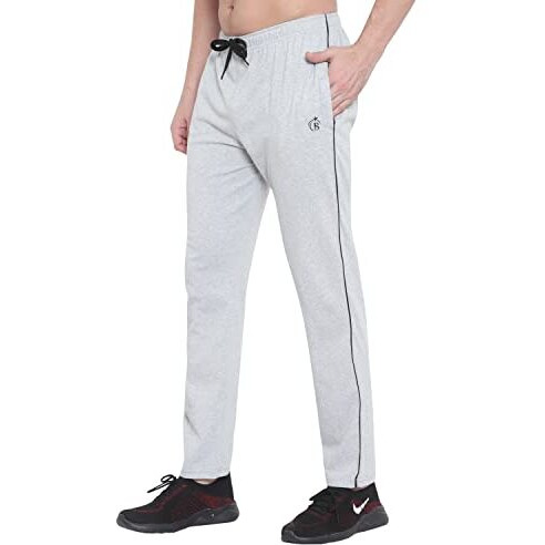 Blue Star Shark Mens's Cotton Piping Track Pant Lower Grey Straight