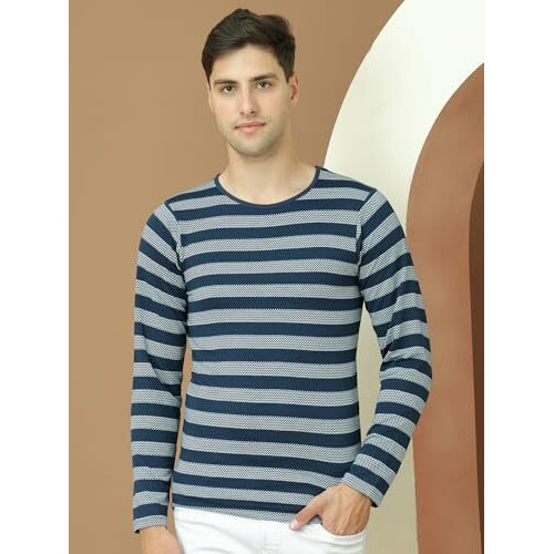 Vimal Jonney Regular Fit Navy Men Fullsleeve Tshirts(Pack Of 1) Vimal63069