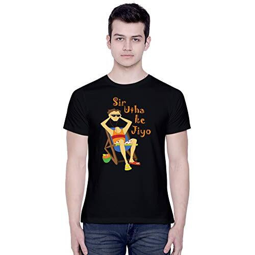 Creativit Graphic Printed T-Shirt For Unisex Chilled Out In Goa - Sir Utha Ke Jiyo Tshirt Tshirt | Casual Half Sleeve Round Neck T-Shirt | 100% Cotton | D00891-1_Black_Small