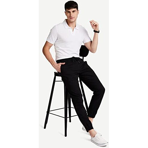 Amazon Brand - House & Shields Men's Slim Joggers (Aw18-Hsb-04_Black_32W X 29L)