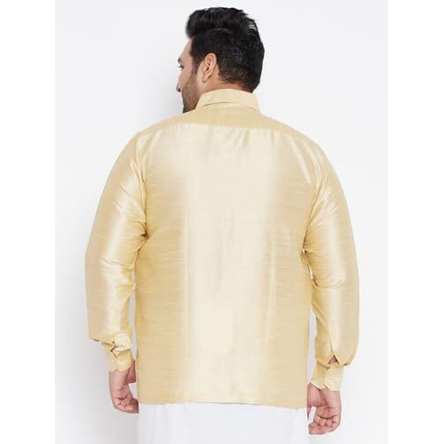 Vastramay Plus Men's Gold Silk Blend Ethnic Shirt - 5Xl_Vplusmsh002Go_50