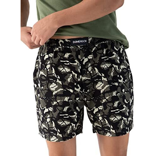 Damensch Men's Cotton Boxers (Pack Of 3) (Dam-Prin-Lbx-Pack-3-Dgn-Coe-Mrg-Mix-L_Dot Green, Camo Grey, Marble Grey_L)