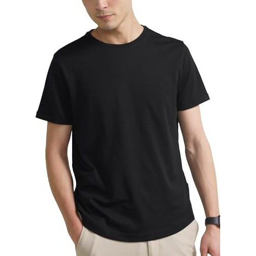 Damensch Men's Constant All-Degree Crew Neck Pique T-Shirt-Pack Of 1-Jet Black-Large