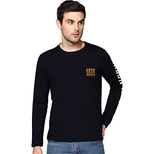 London Hills Printed Men's Round Neck Black Full Sleeve T Shirt