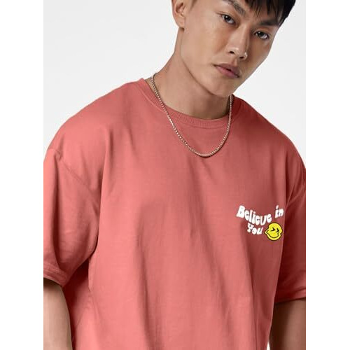Veirdo Oversize Loose Baggy Fit Drop Shoulder Cool And Stylish Latest Believe In You Pocket Print Design Soap Nut Half Sleeve T-Shirt For Men & Boys