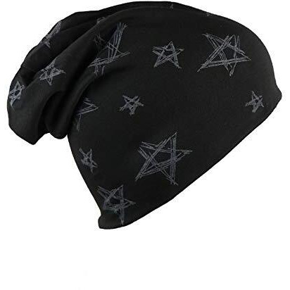 Isweven Men's Women's Unisex Cotton Blended Slouchy Summer Skull Beanie Cap (Black, Free Size)