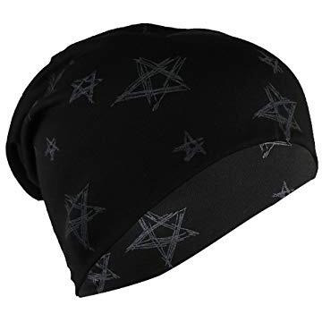 Isweven Men's Women's Unisex Cotton Blended Slouchy Summer Skull Beanie Cap (Black, Free Size)