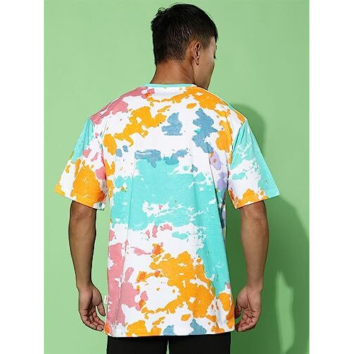 Veirdo Men's Pure Cotton Oversize Fit Round Neck Half Sleeves Original Diney's Mickey Merch Tie-Dye Multicolor T-Shirt (Vd_Os_St3008_Td_Xl)