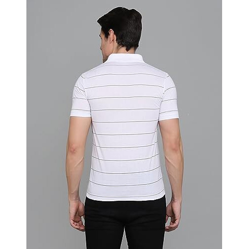 Inkkr Striped Men Polo Neck T-Shirt Combo (Maroon,Teel,Lgreen) L